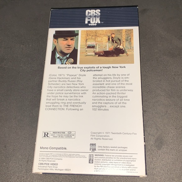 ~6/$10 MOVIES VHS/DVDS~ The French Connection VHS 1971 Movie Rated R In Color - Picture 2 of 4